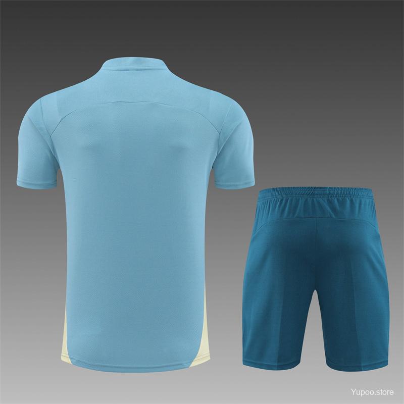 24/25 Olympique Marseille Blue Short Sleeve Jersey+Shorts  1:1 Thai quality