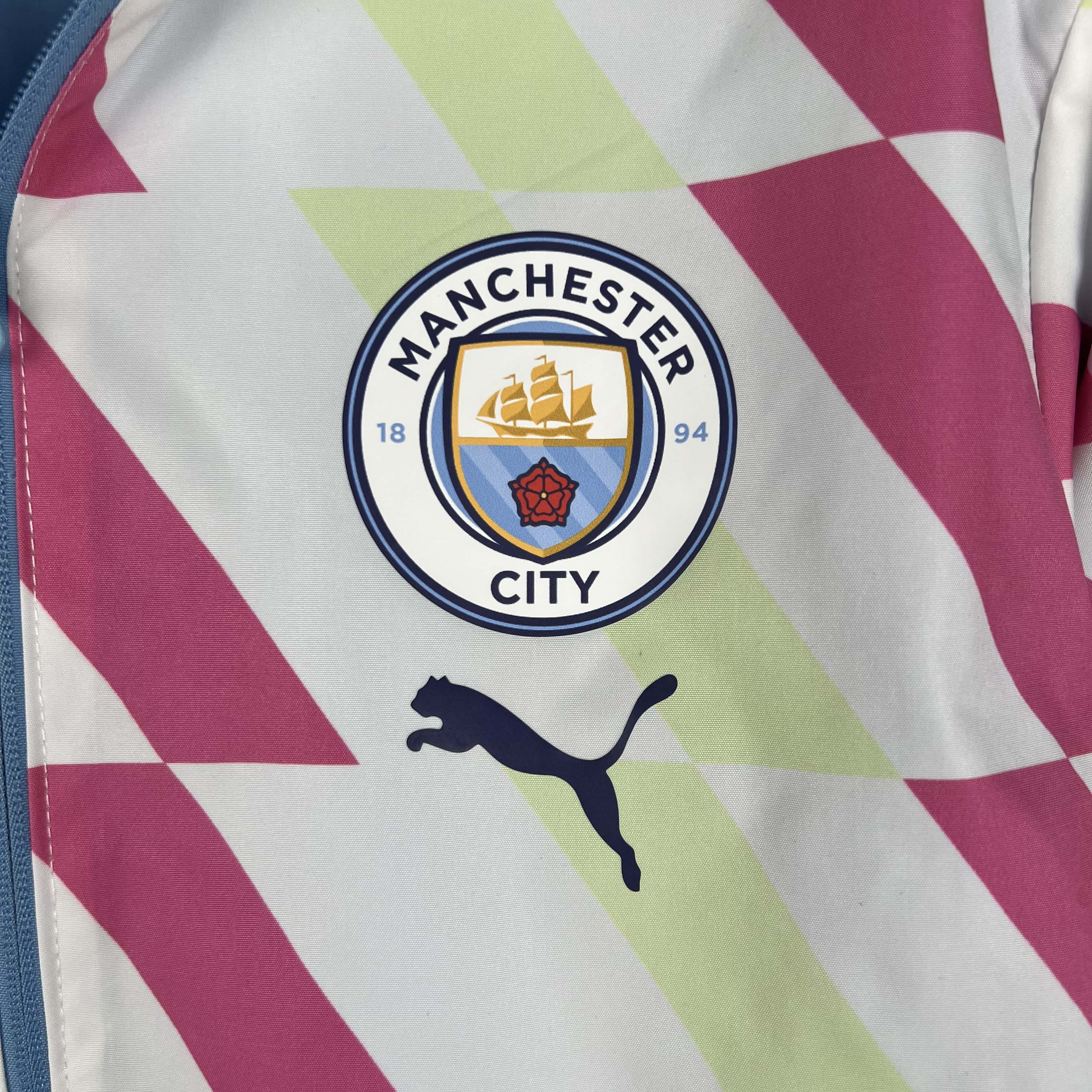 2023/2024 MCFC Reversible Windbreaker Blue Soccer Jersey 1:1 Thai Quality