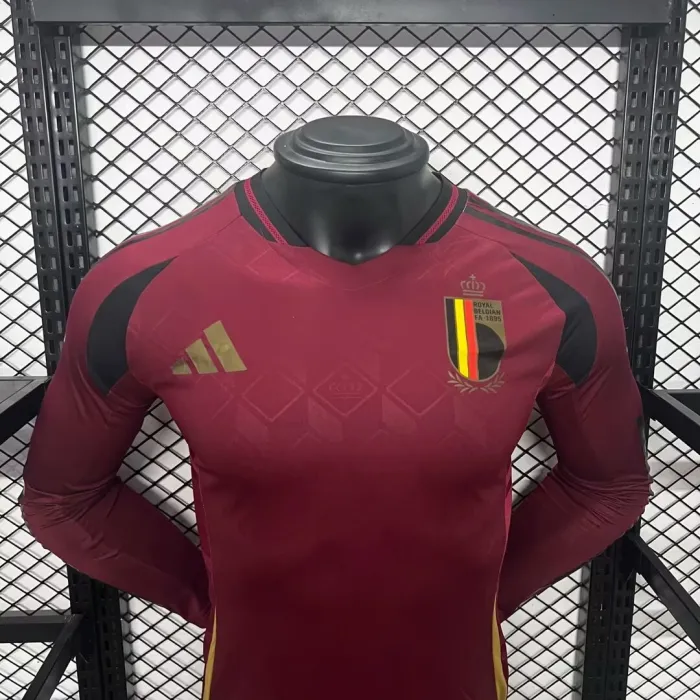 Player Version Belgium Home Jersey 24/25 Euro Cup 2024 Football Kit Long Sleeves