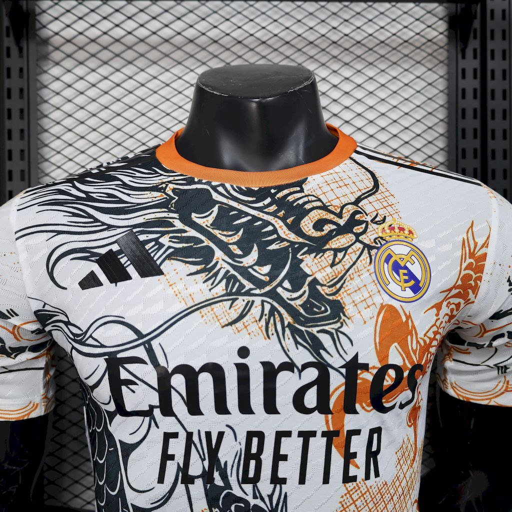 Real Madrid 2025/26 Black and white dragon version Jersey Player Version