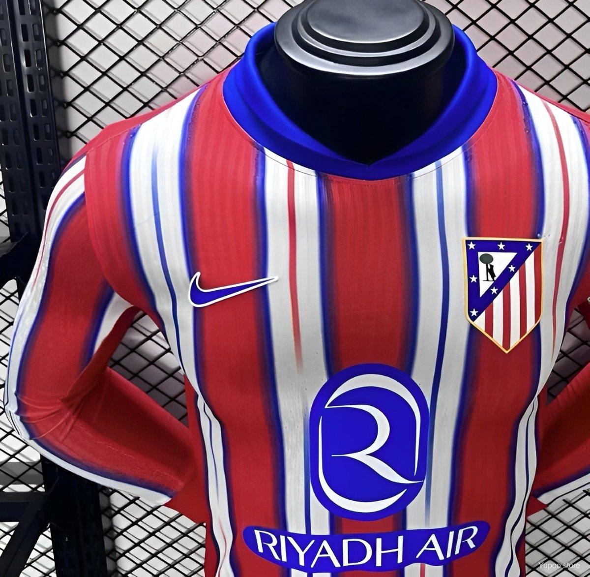 Player Version 24/25 Atletico Madrid Home Long Sleeve Jersey 1:1 Thai Quality