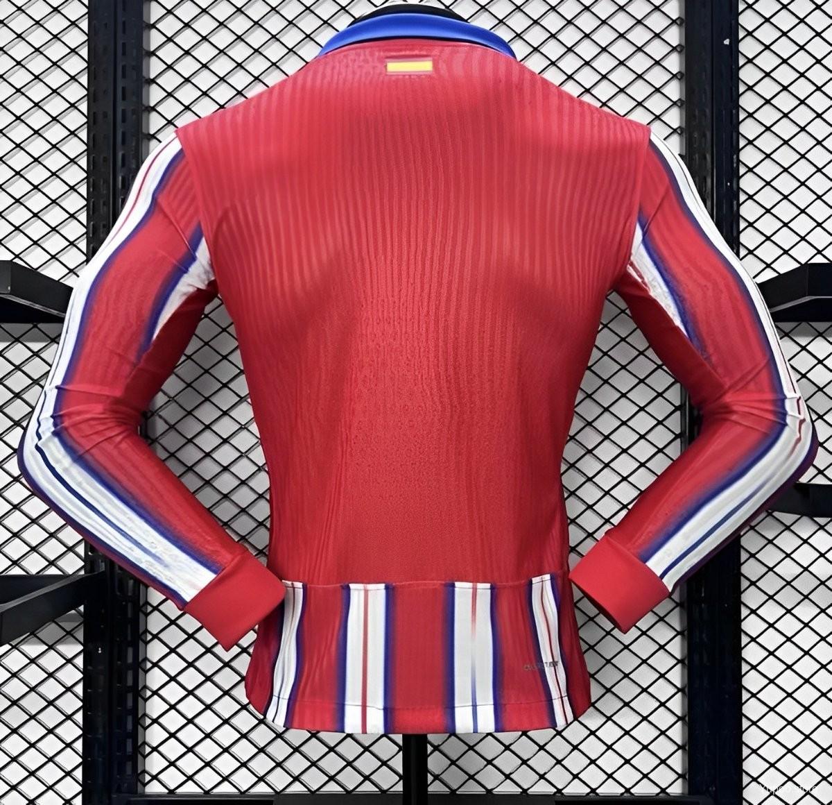 Player Version 24/25 Atletico Madrid Home Long Sleeve Jersey 1:1 Thai Quality