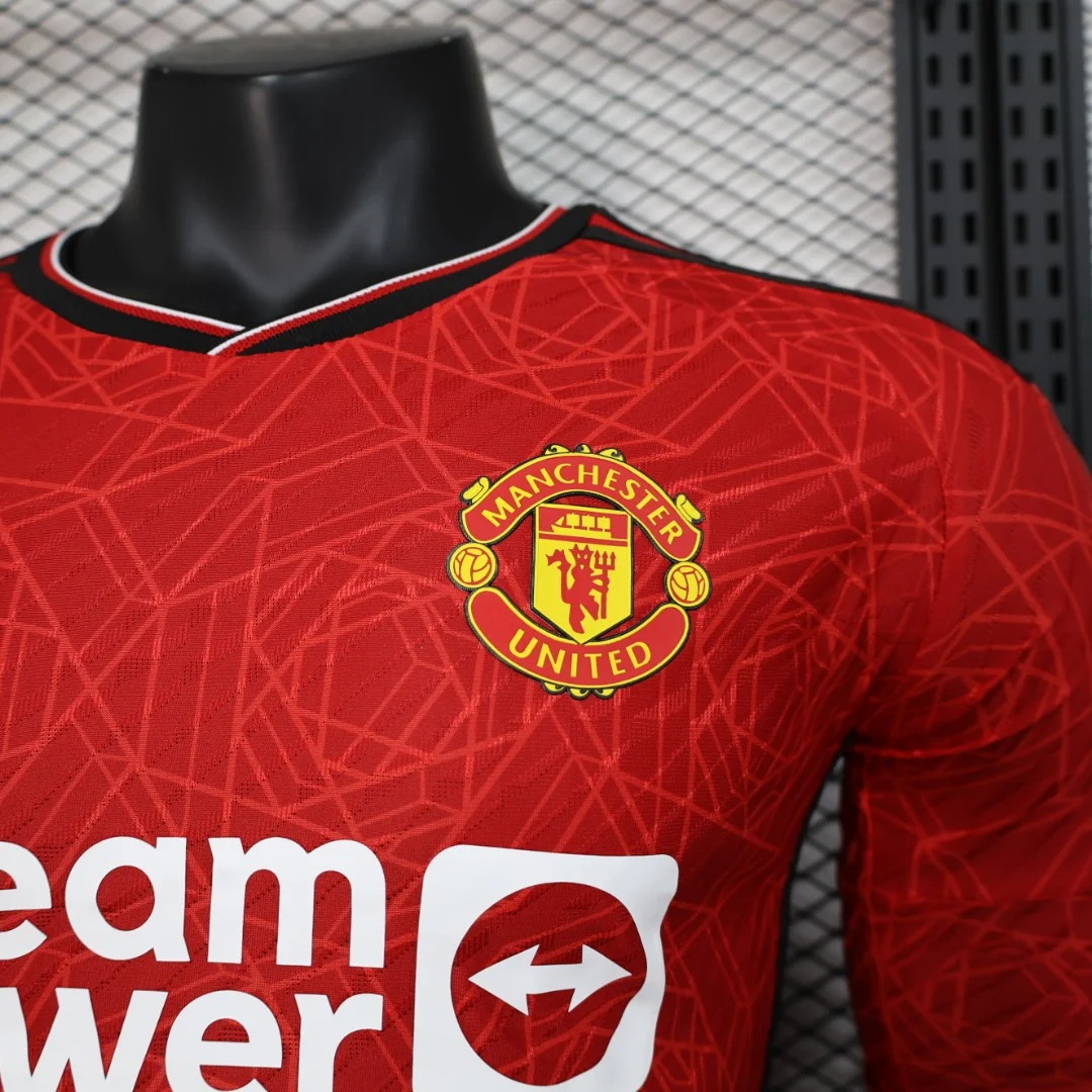 2023/2024 Long Sleeve Player Version Man Utd Home Football Shirt 1:1 Thai Quality