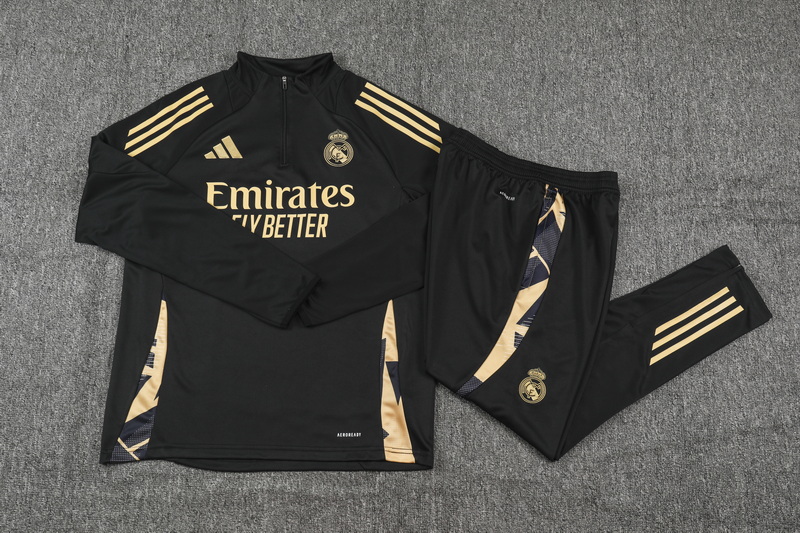 24/25 Real Madrid black half-zip training suit 1:1 Thai quality