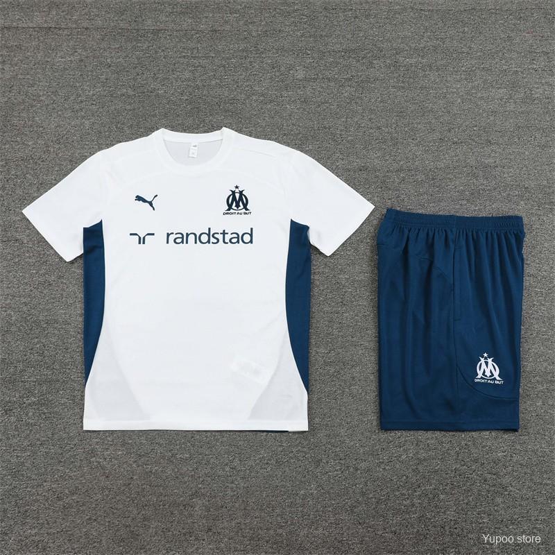 24/25 Olympique Marseille White Short Sleeve Jersey+Shorts  1:1 Thai quality