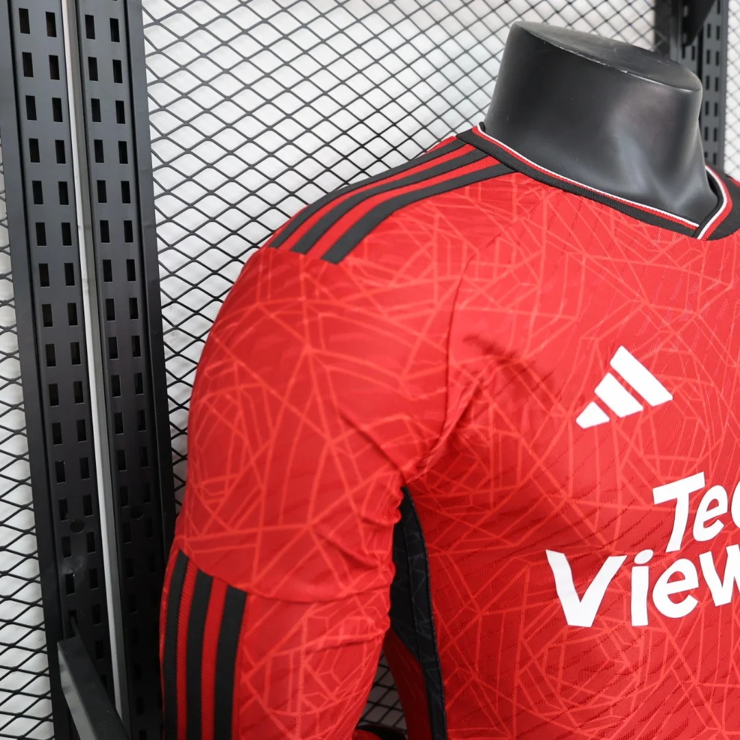 2023/2024 Long Sleeve Player Version Man Utd Home Football Shirt 1:1 Thai Quality