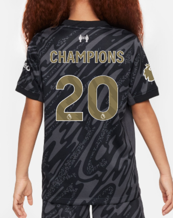 Kids Liverpool 24-25 Premier League Champions 20 Black GK Kit 1:1 Thai Quality