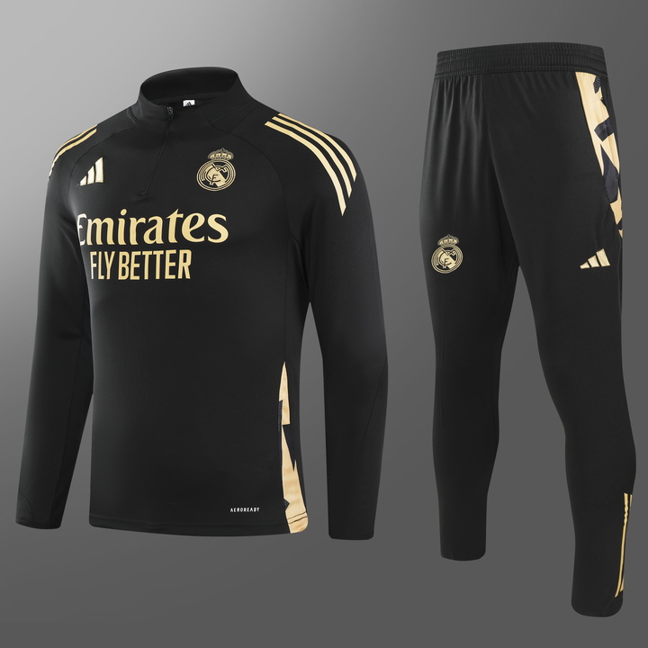 24/25 Real Madrid black half-zip training suit 1:1 Thai quality