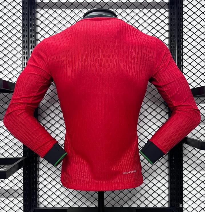 Player Version 2024 Portugal Home Long Sleeve Jersey 1:1 Thai Quality