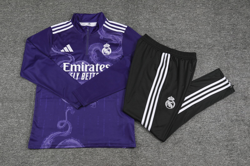 24/25 Real Madrid purple special edition half-pull training suit 1:1 Thai quality