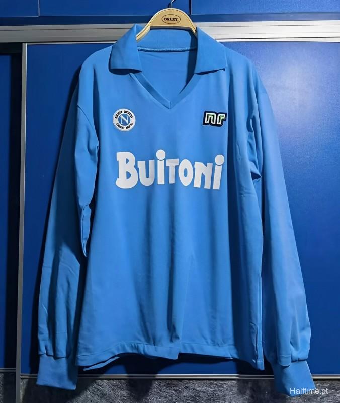 Retro Napoli 87/88 Home Long Sleeve Soccer Jersey 1:1 Thai Quality