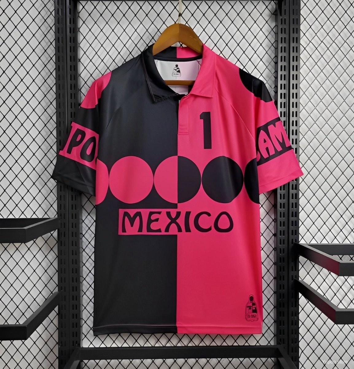 1998 Retro Mexico CAMPOS 1 Home Black Pink Jersey