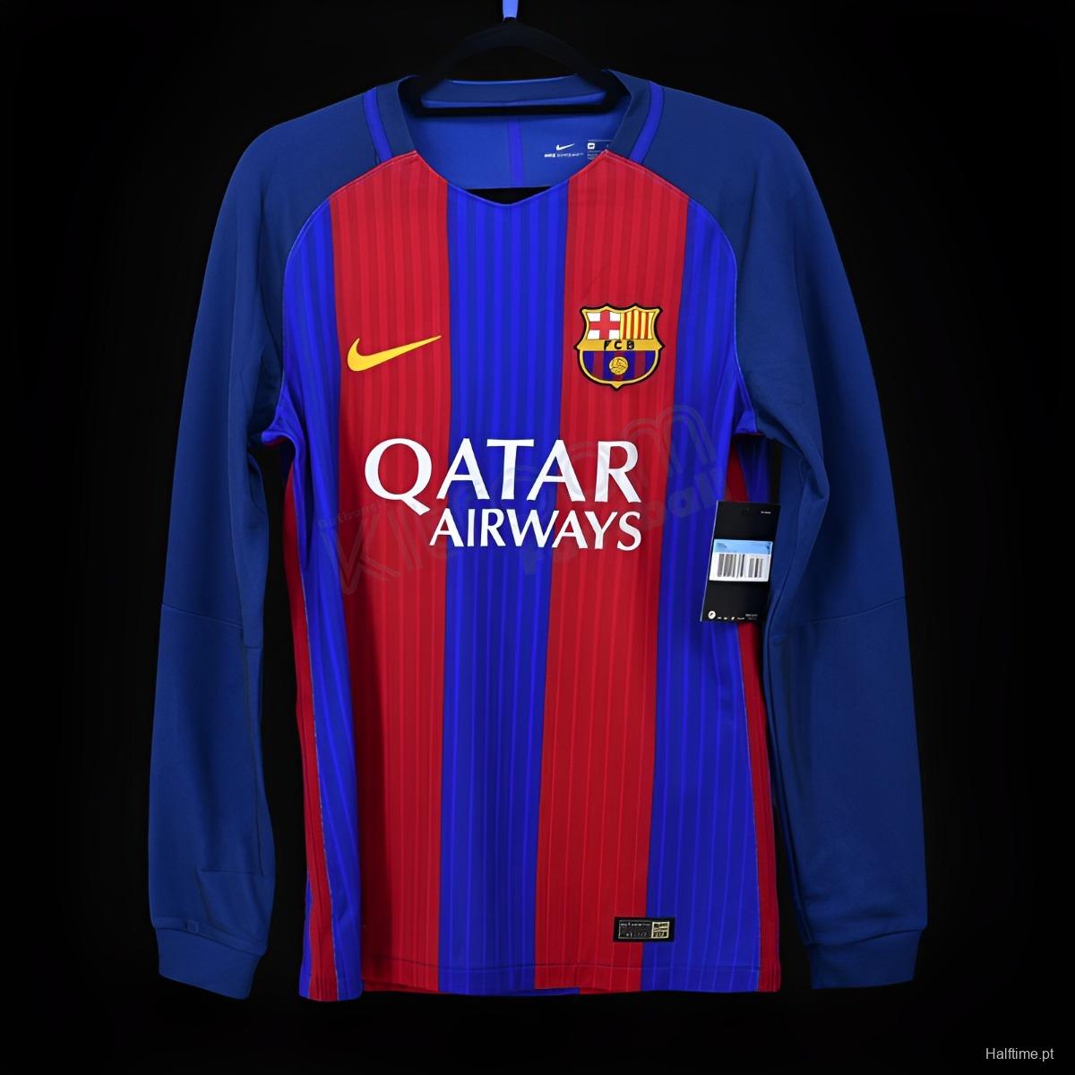 2016/2017 Retro Long Sleeve Barcelona Football Shirt Home Champions League 1:1 Thai Quality