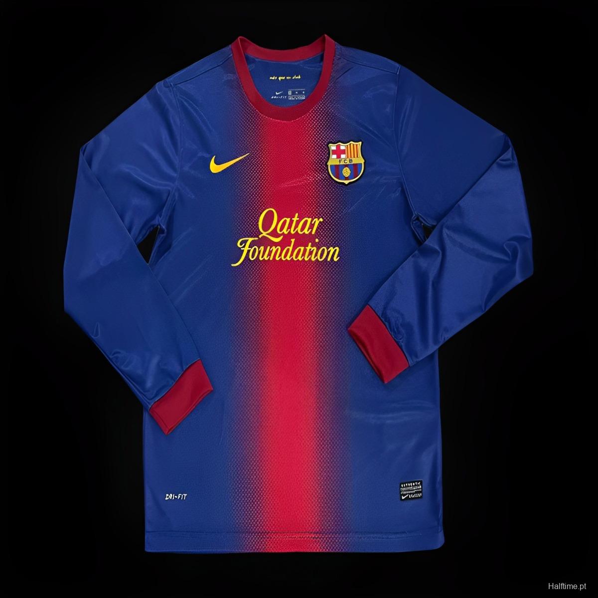 12/13 Retro Long Sleeve Barcelona Home Football Shirt 1:1 Thai Quality