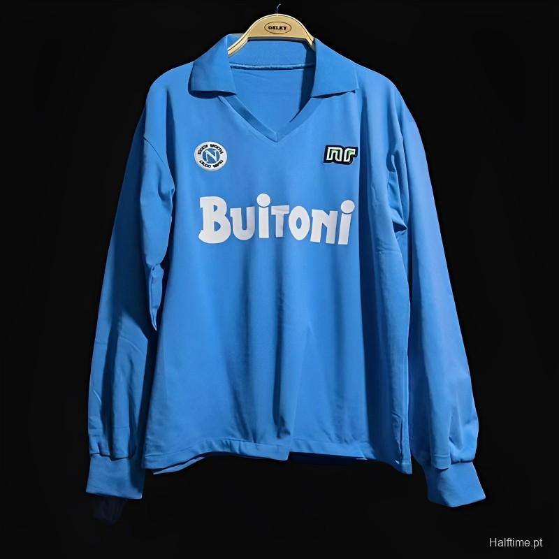 Retro Napoli 87/88 Home Long Sleeve Soccer Jersey 1:1 Thai Quality