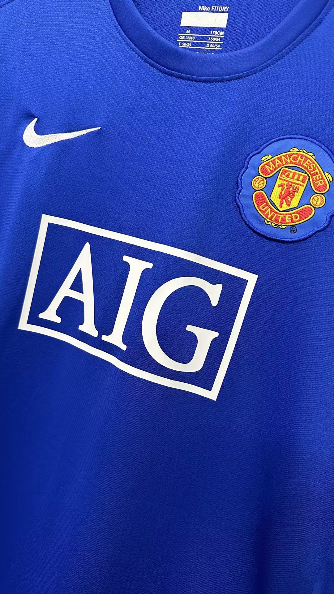 08/09 Retro Manchester United Away Blue Long Sleeve Football Jersey 1:1 Thai Quality