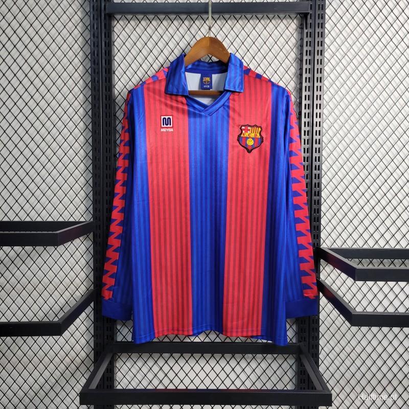91/92 Retro Long Sleeve Barcelona Home Football Shirt 1:1 Thai Quality