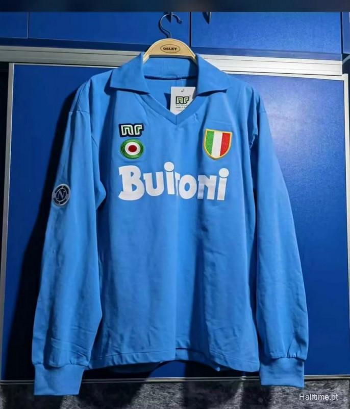 Retro 87/88 SSC Napoli Home Long Sleeve Jersey 1:1 Thai Quality