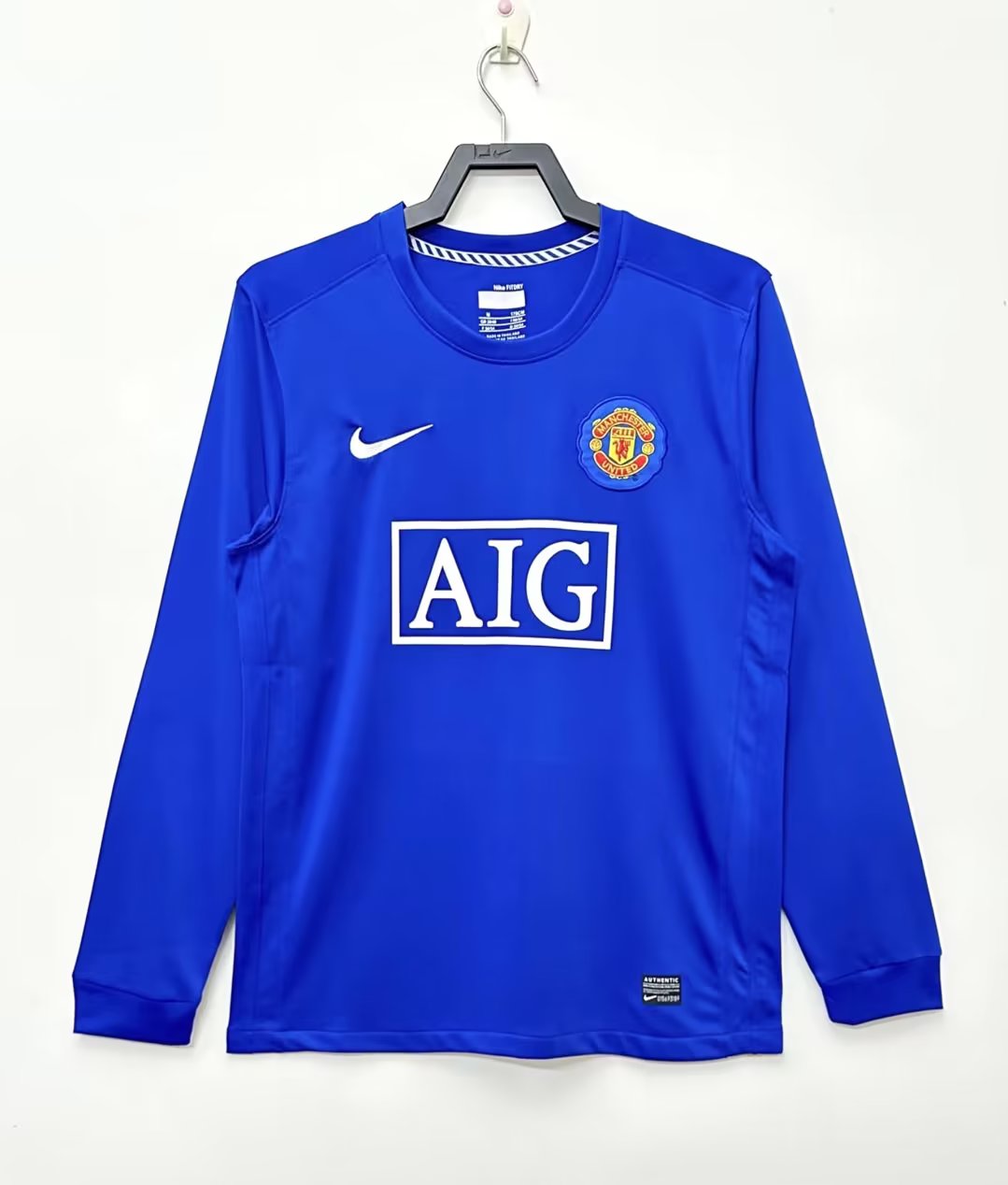 08/09 Retro Manchester United Away Blue Long Sleeve Football Jersey 1:1 Thai Quality