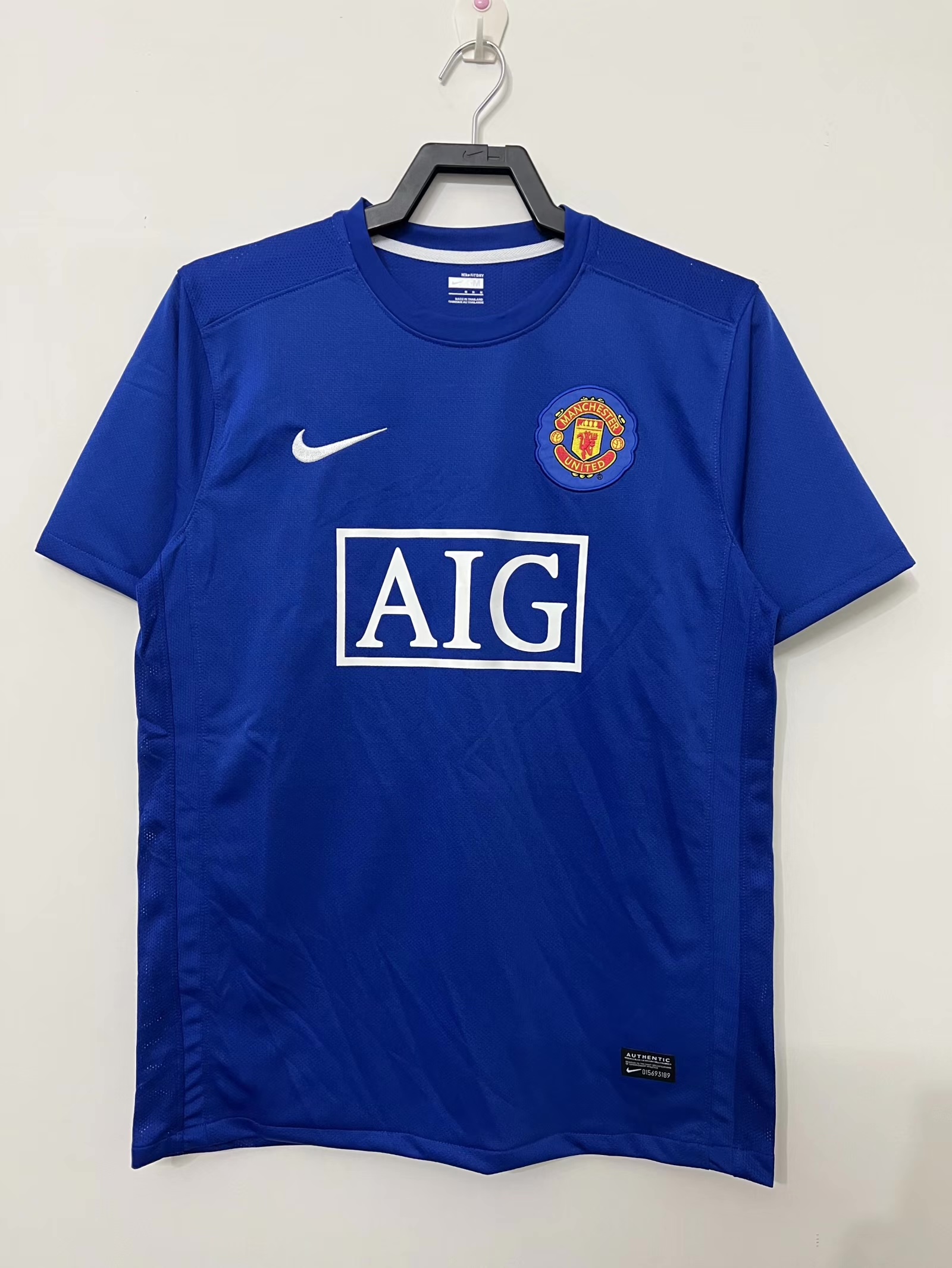 08/09 Retro Manchester United second away blue football jersey 1:1 Thai quality