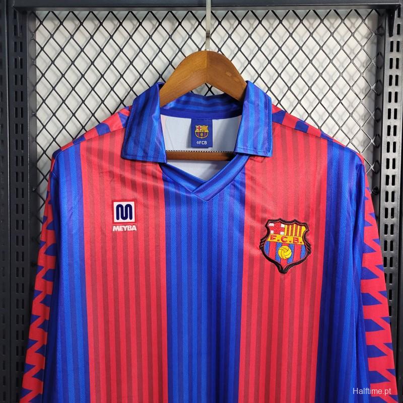 91/92 Retro Long Sleeve Barcelona Home Football Shirt 1:1 Thai Quality
