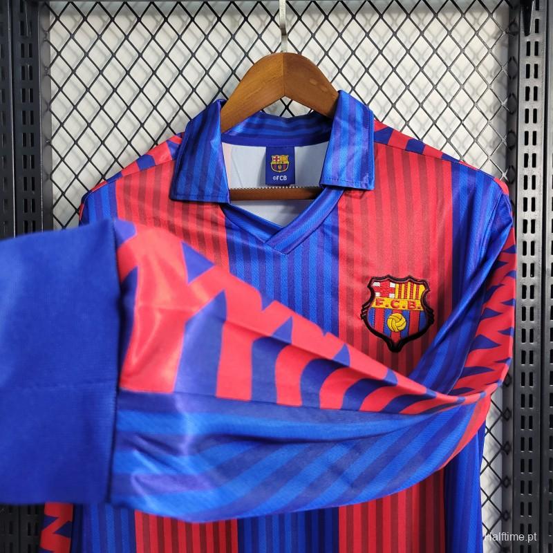 91/92 Retro Long Sleeve Barcelona Home Football Shirt 1:1 Thai Quality