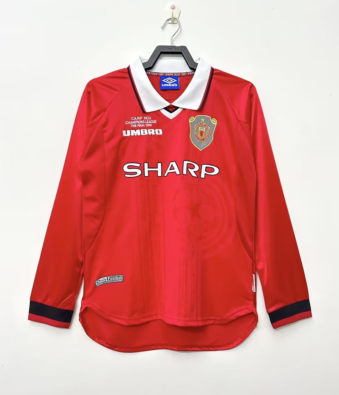 1999-00 Retro Manchester United Home Long Sleeve Football Jersey 1:1 Thai Quality