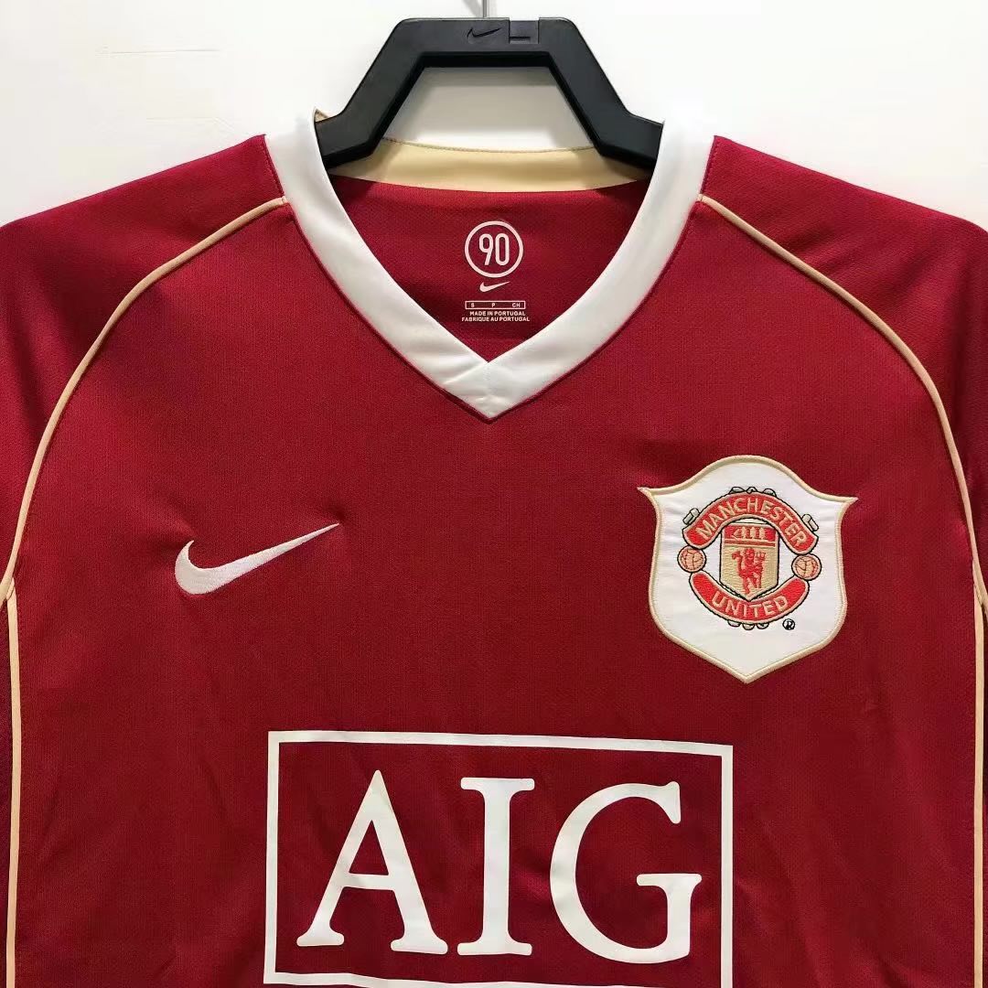 2006-2007 Retro Manchester United Home Long Sleeve Football Jersey 1:1 Thai Quality