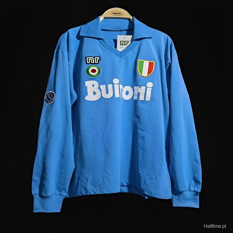 Retro 87/88 SSC Napoli Home Long Sleeve Jersey 1:1 Thai Quality