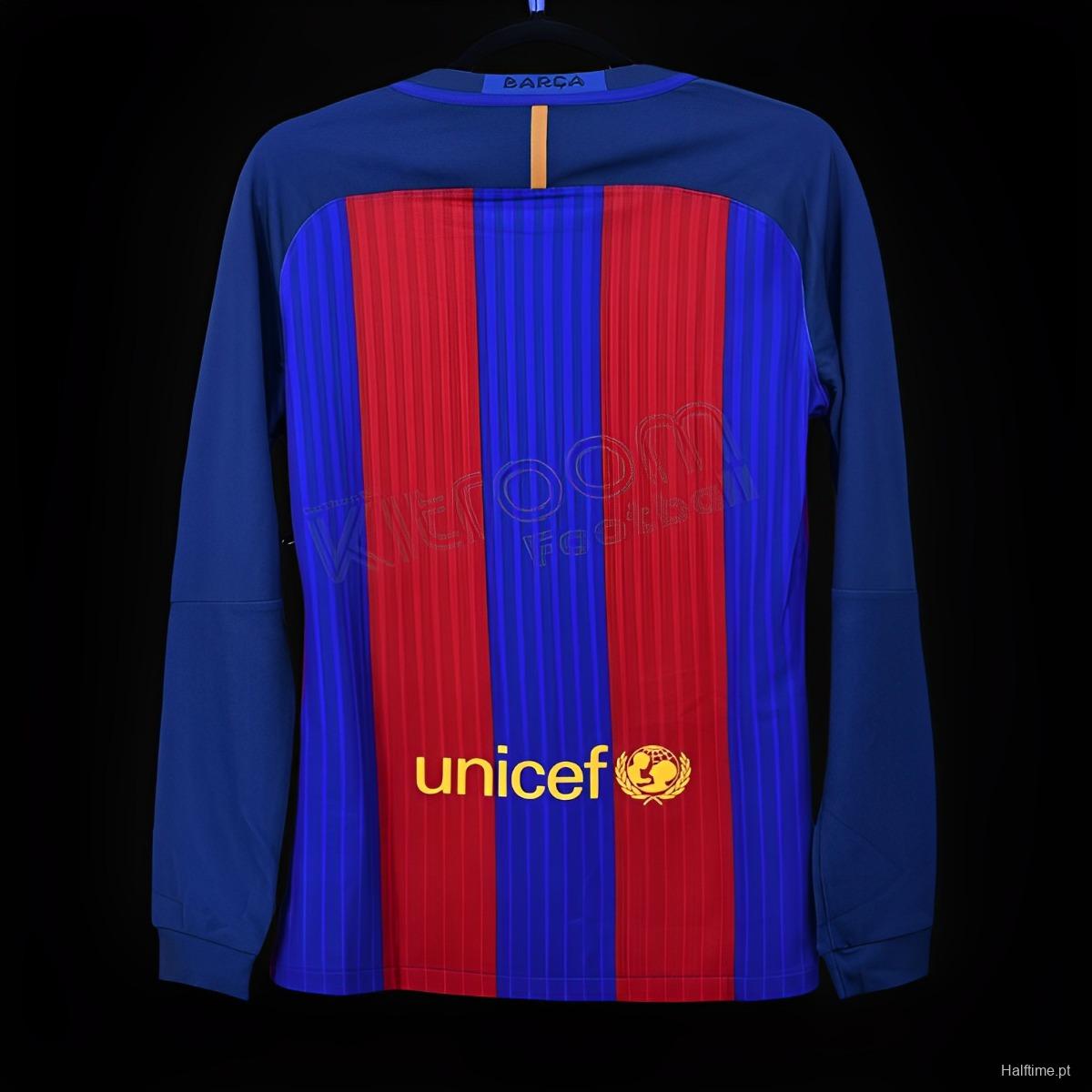 2016/2017 Retro Long Sleeve Barcelona Football Shirt Home Champions League 1:1 Thai Quality