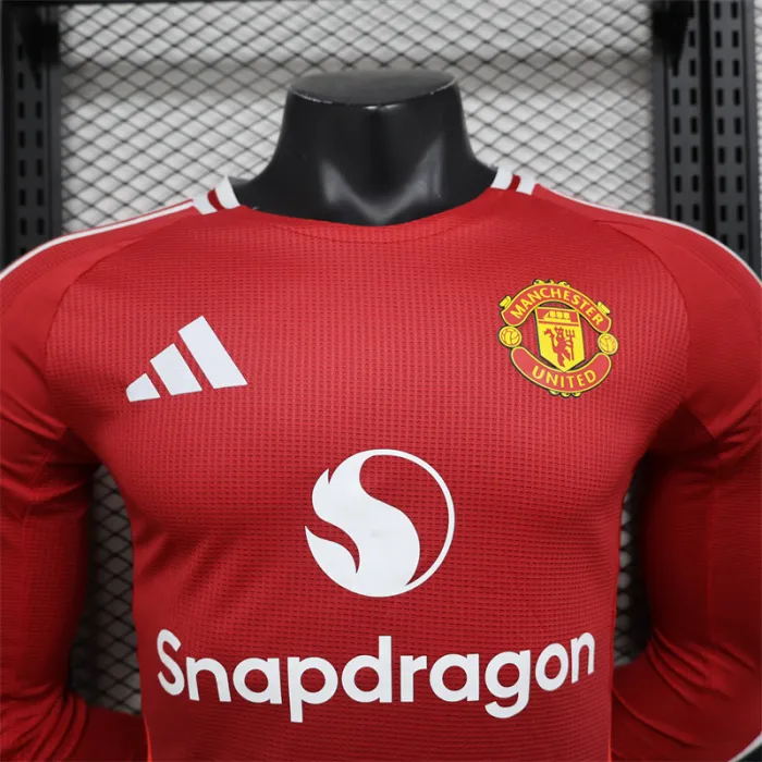 Player Man Utd Home Kit 24/25 Football Jersey Long Sleeves 1:1 Thai quality