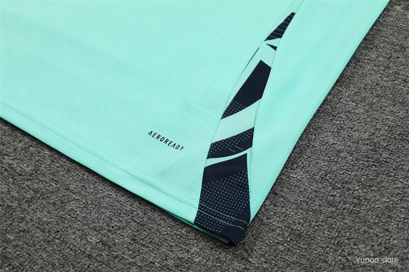 24/25 Real Madrid Lake Blue Short Sleeve Jersey+Shorts  1:1 Thai quality