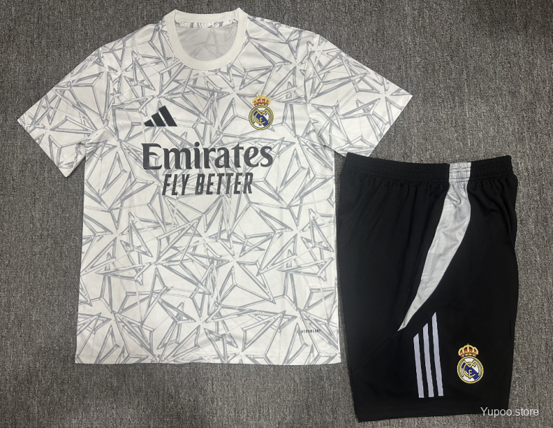 24/25 Kids Real Madrid White Special Short Sleeve Jersey+Shorts 1:1 Thai quality