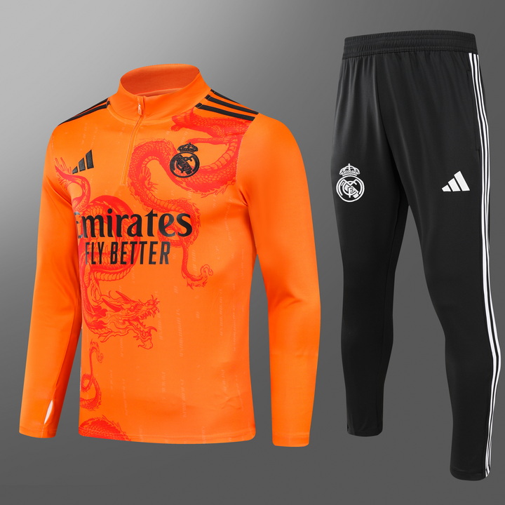 24/25 Real Madrid orange special edition half-pull training suit 1:1 Thai quality