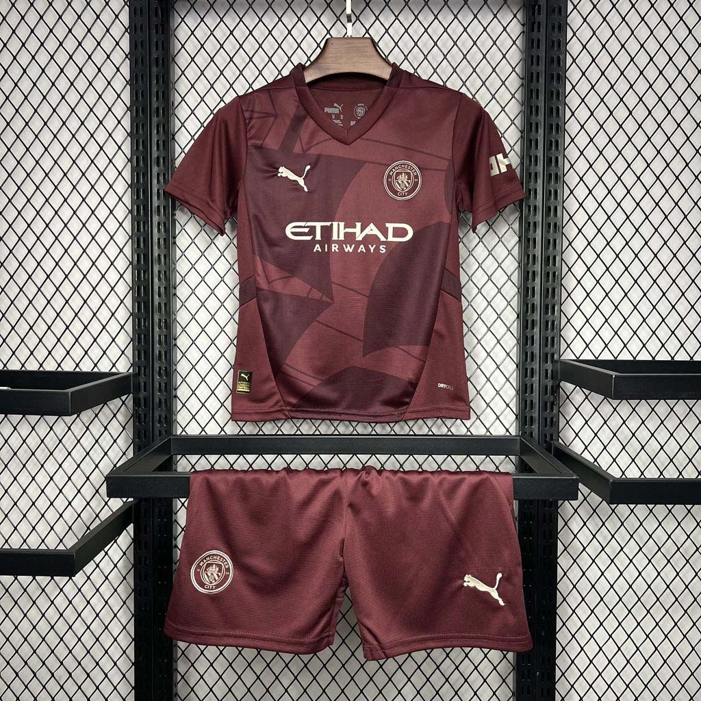 24/25 MCFC Third Away Football Jersey Children's Size 1:1 Thai Quality