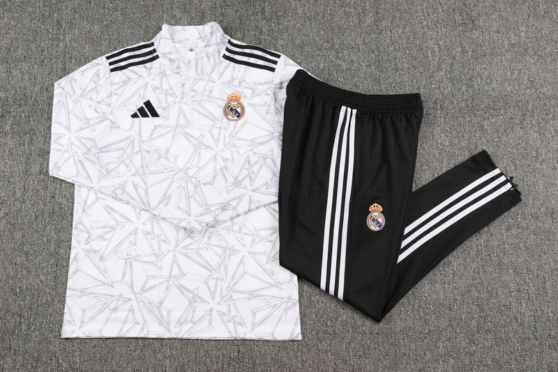 24/25 Real Madrid grey print half-zip training suit 1:1 Thai quality