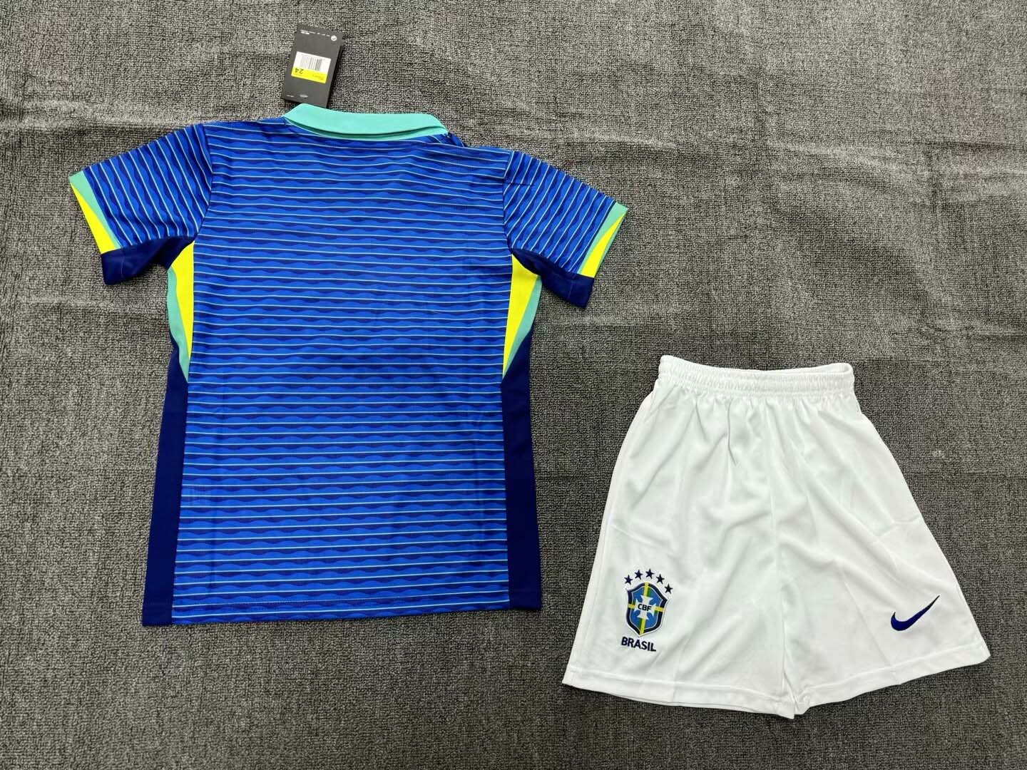 Kids Brazil Away Kit 24/25 Copa America 2024 Football Jersey 1:1 Thai Quality
