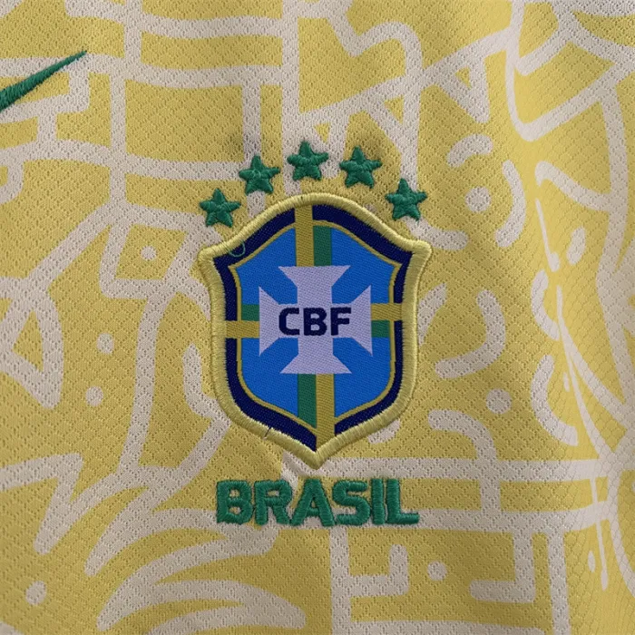 Kids Brazil Home Kit 24/25 Copa America 2024 Football Jersey 1:1 Thai Quality
