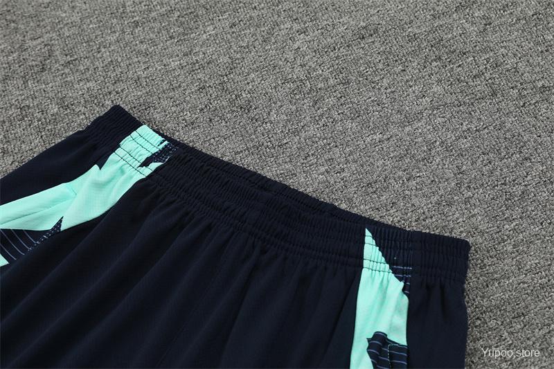 24/25 Real Madrid Lake Blue Short Sleeve Jersey+Shorts  1:1 Thai quality