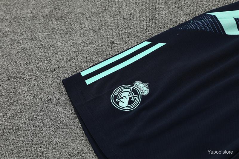 24/25 Real Madrid Lake Blue Short Sleeve Jersey+Shorts  1:1 Thai quality