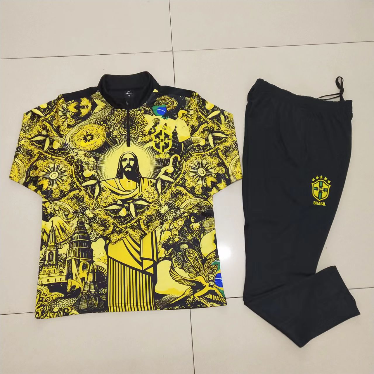 24/25 Brazil yellow and black special edition half-pull training suit 1:1 Thai quality