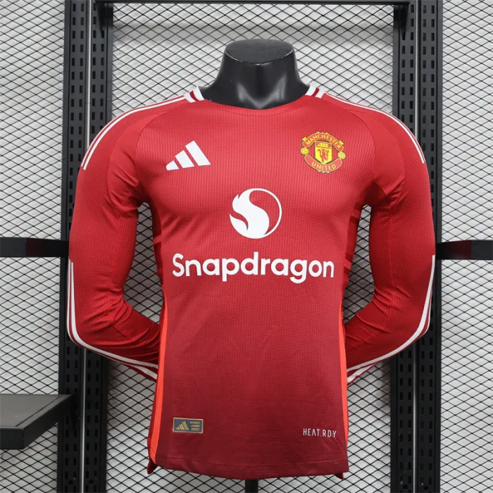 Player Man Utd Home Kit 24/25 Football Jersey Long Sleeves 1:1 Thai quality