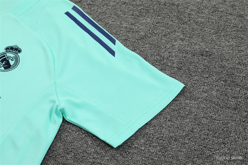 24/25 Real Madrid Lake Blue Short Sleeve Jersey+Shorts  1:1 Thai quality