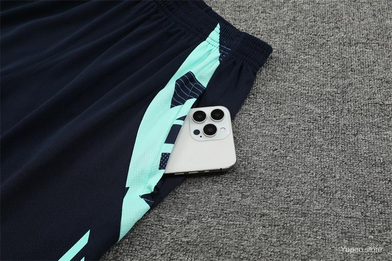 24/25 Real Madrid Lake Blue Short Sleeve Jersey+Shorts  1:1 Thai quality