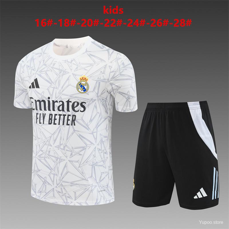 24/25 Kids Real Madrid White Special Short Sleeve Jersey+Shorts 1:1 Thai quality