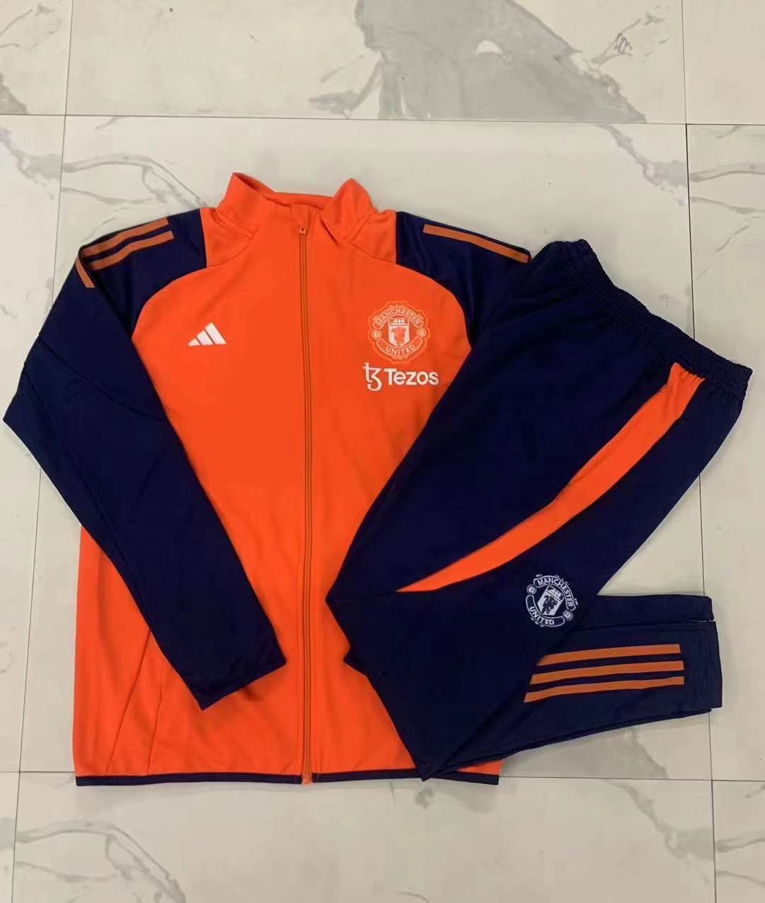 24/25 long drawstring Manchester United orange children's clothing 1:1 Thai Quality Set
