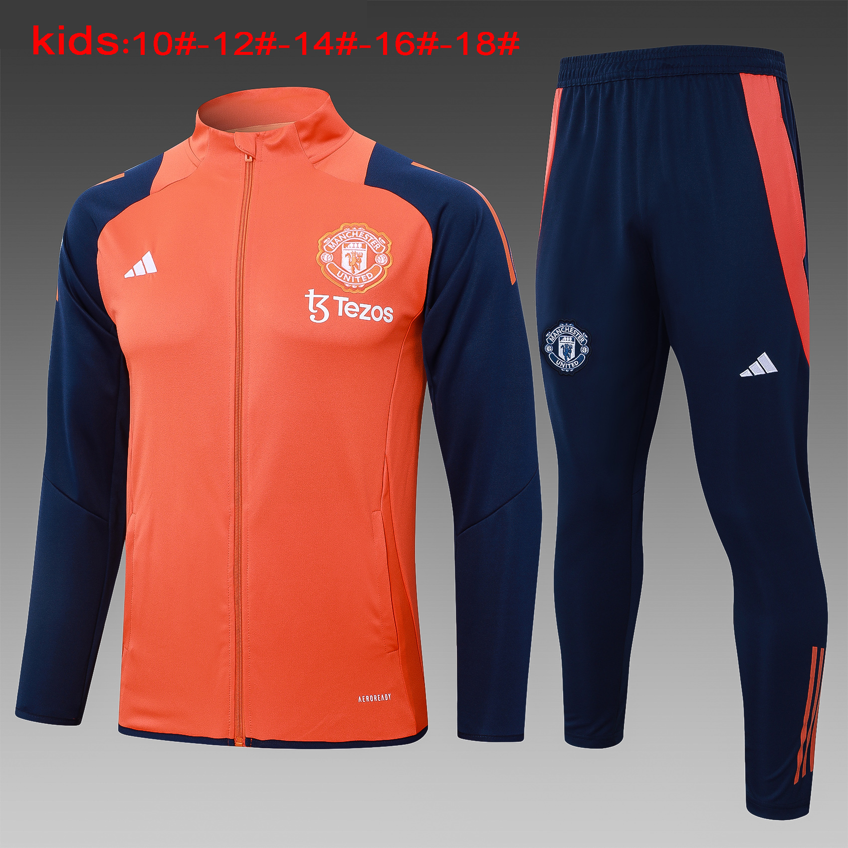 24/25 long drawstring Manchester United orange children's clothing 1:1 Thai Quality Set