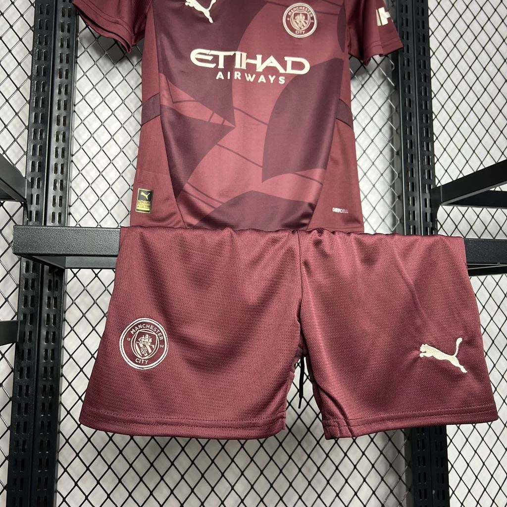 24/25 MCFC Third Away Football Jersey Children's Size 1:1 Thai Quality