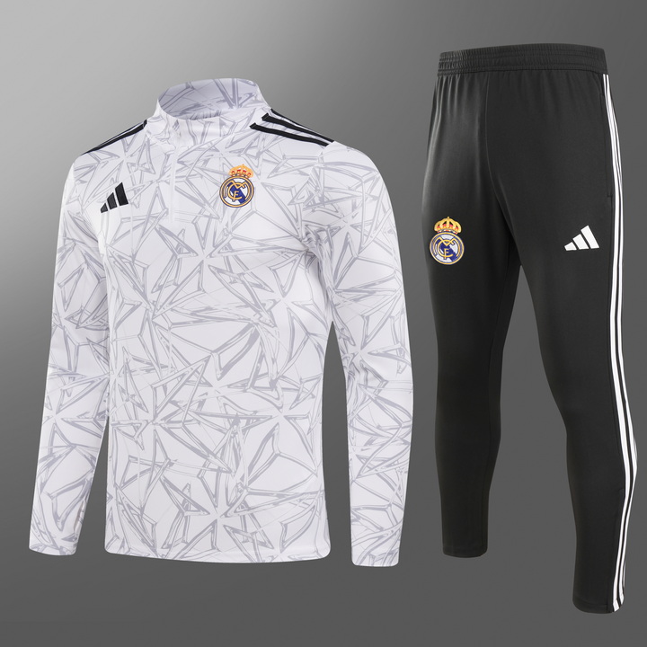 24/25 Real Madrid grey print half-zip training suit 1:1 Thai quality