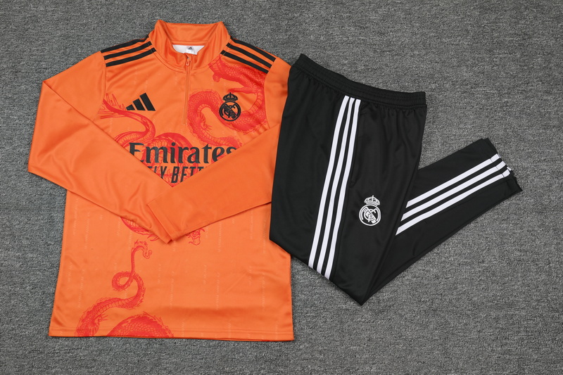 24/25 Real Madrid orange special edition half-pull training suit 1:1 Thai quality
